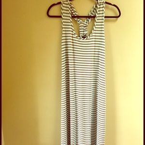 Aqua and green striped High Low summer dress